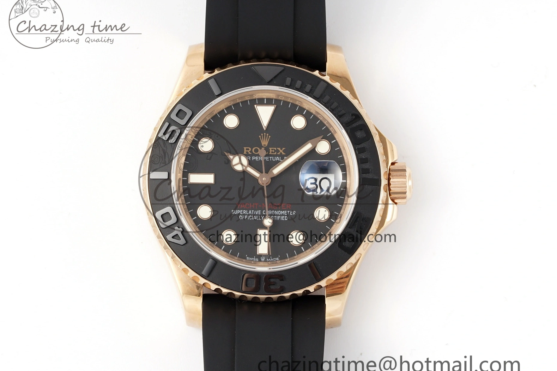 MiroTime 0213 RelaxedFit Yacht-Master 126655 RG APSF Best Edition Black Dial on Black Rubber Strap A 1949
